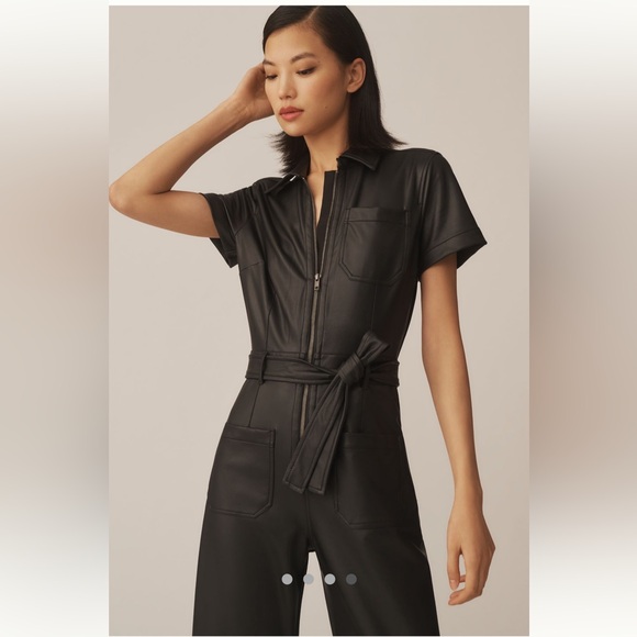 NWT The Colette Weekend Jumpsuit by Maeve: Faux-Leather Edition - Picture 4 of 10